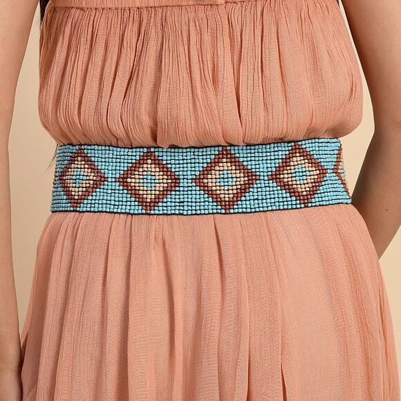 Southwestern Style Blue Beaded Belt main image 6